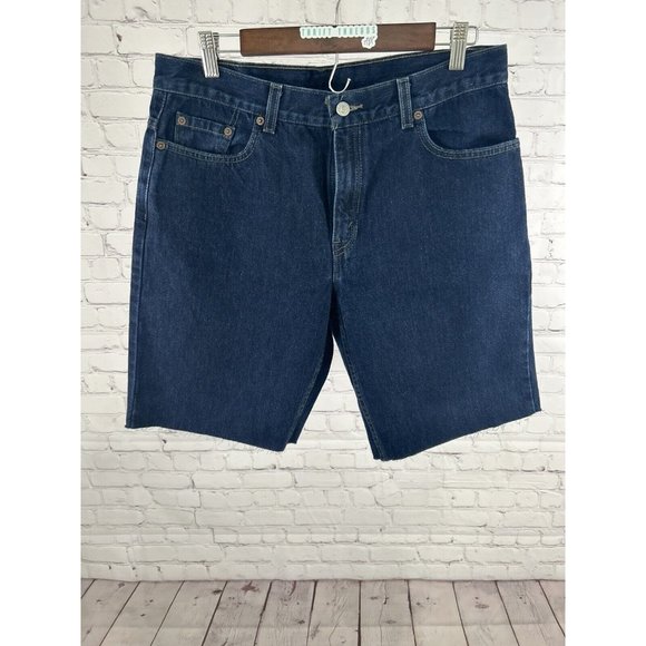Levi’s 557 Lower Rise Loose Fit Dark Wash Denim Cut Off Shorts Women’s 14 33x10 - Picture 1 of 11